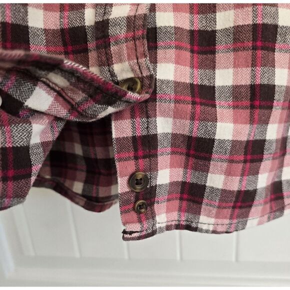 Carhartt Flannel Shirt Top Girls Sz M 8/10 Pink Plaid Long Sleeve Button Down - Picture 7 of 13